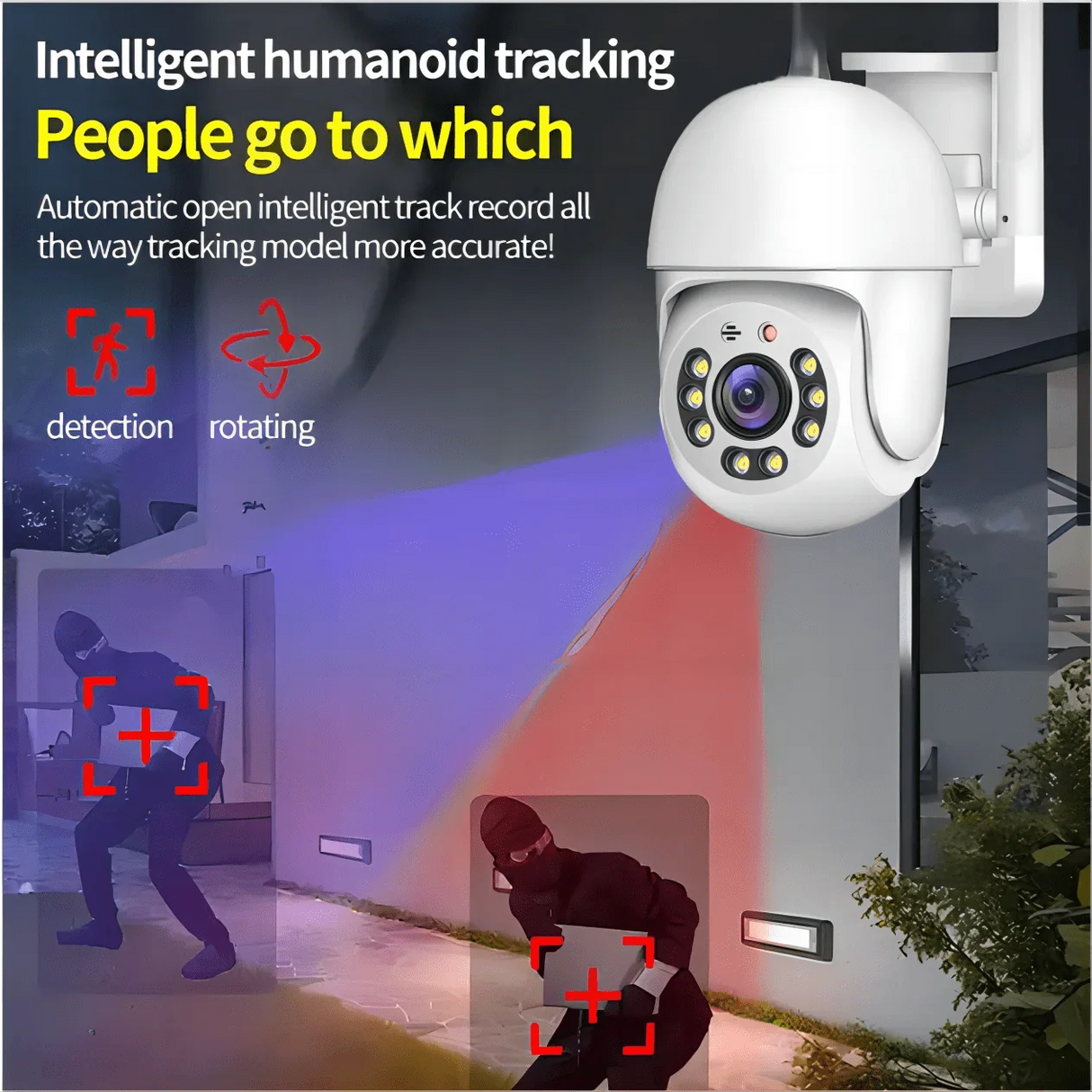 Tuya 4MP PTZ WIFI Outdoor Security Cameras - IP66 Weatherproof With AI Tracking
