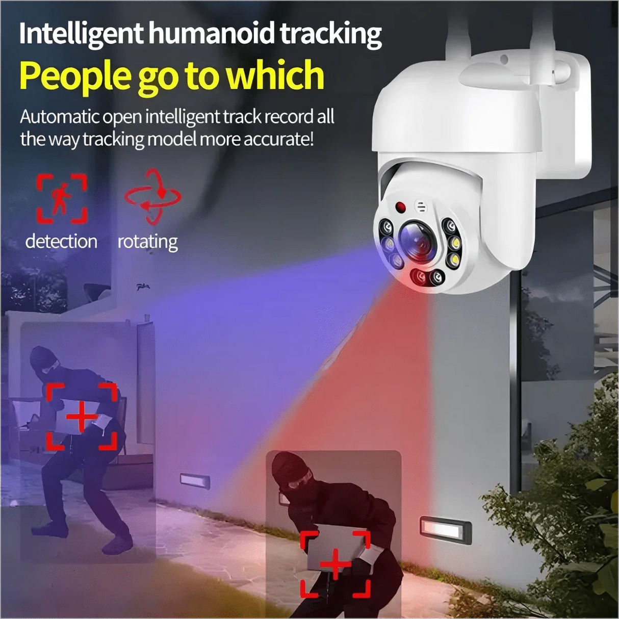 Tuya 4MP PTZ WIFI Outdoor Security Cameras - IP66 Weatherproof With AI Tracking