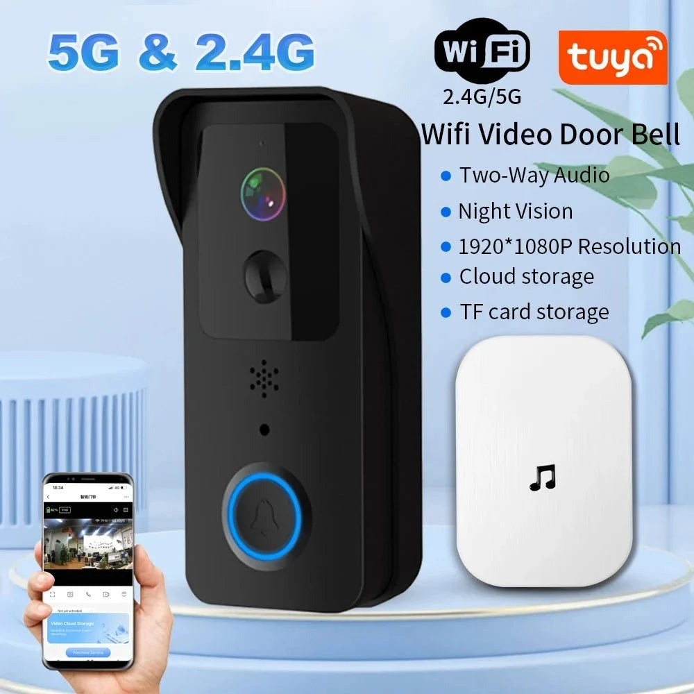 Tuya 5G 2.4G WiFi Video Doorbell 1080P HD Outdoor Waterproof - Handsfree Security