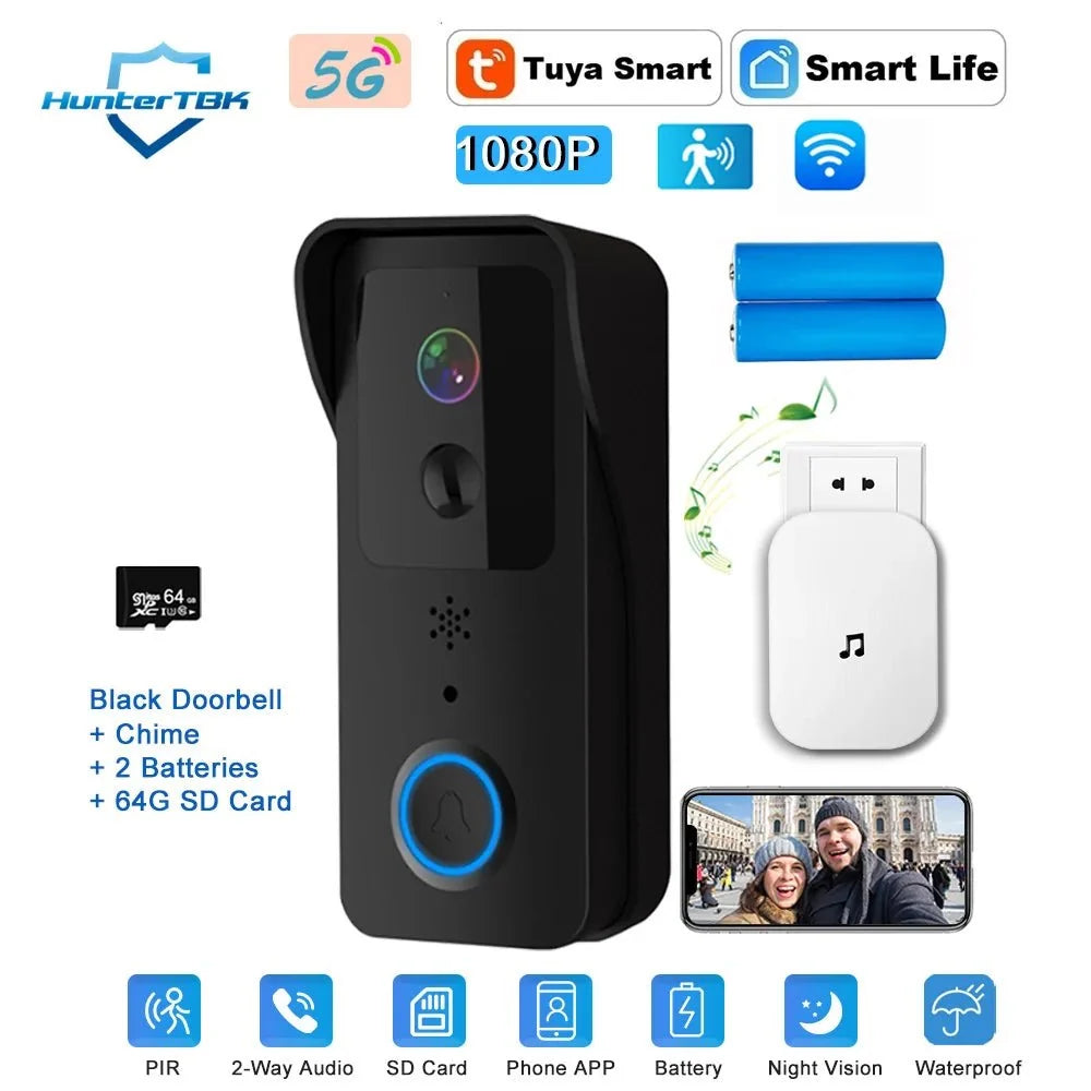 Tuya 5G 2.4G WiFi Video Doorbell 1080P HD Outdoor Waterproof - Handsfree Security