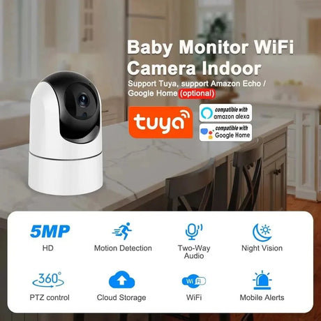 Tuya 5G WiFi IP Camera Indoor 6MP Auto Tracking - Color Night Vision for HomesPro
