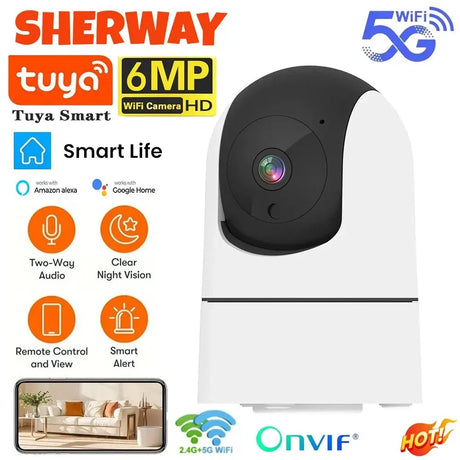 Tuya 5G WiFi IP Camera Indoor 6MP Auto Tracking - Color Night Vision for HomesPro