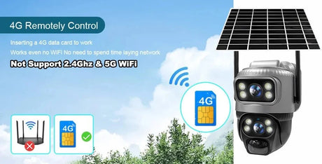 V380 Dual Lens 4G Solar Camera IR Detection Night Vision Waterproof Security Cams