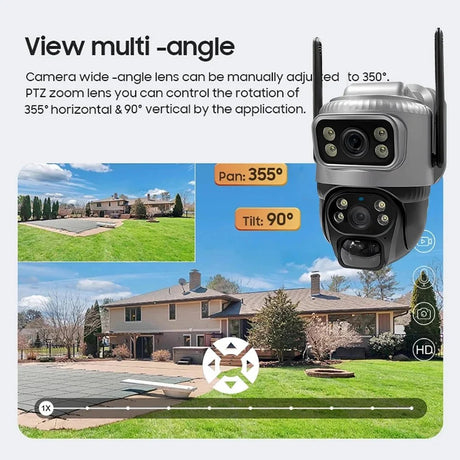 V380 Dual Lens 4G Solar Camera IR Detection Night Vision Waterproof Security Cams