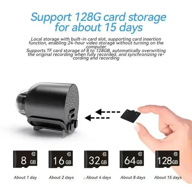 WiFi Mini Camera Security Night Vision Audio SD Card Slot